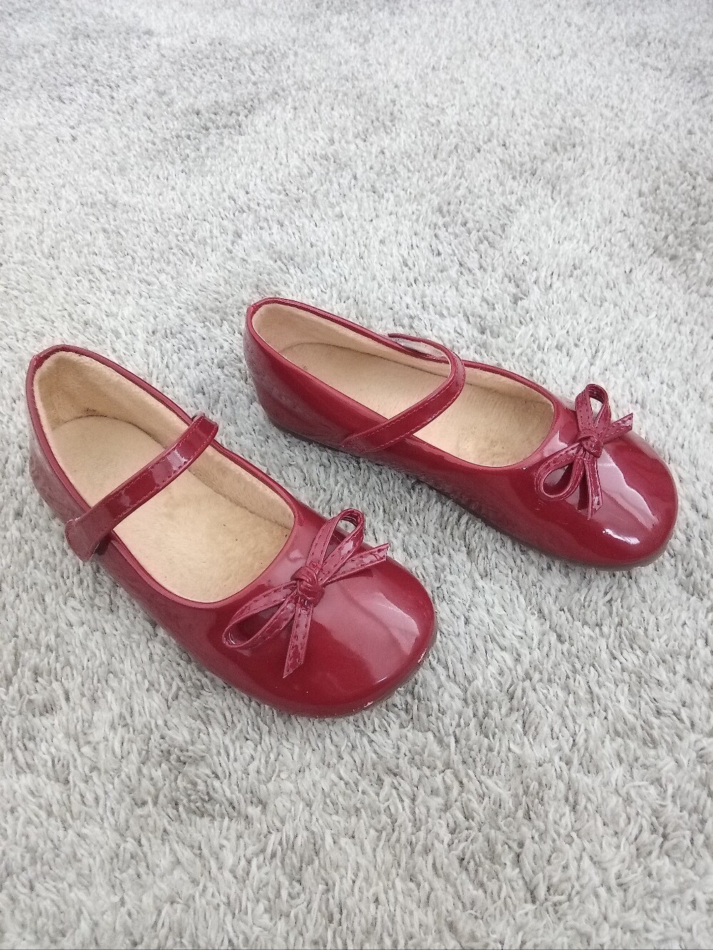 Girls' Red Flat Shoes with Bow - Size:EU 33, US2